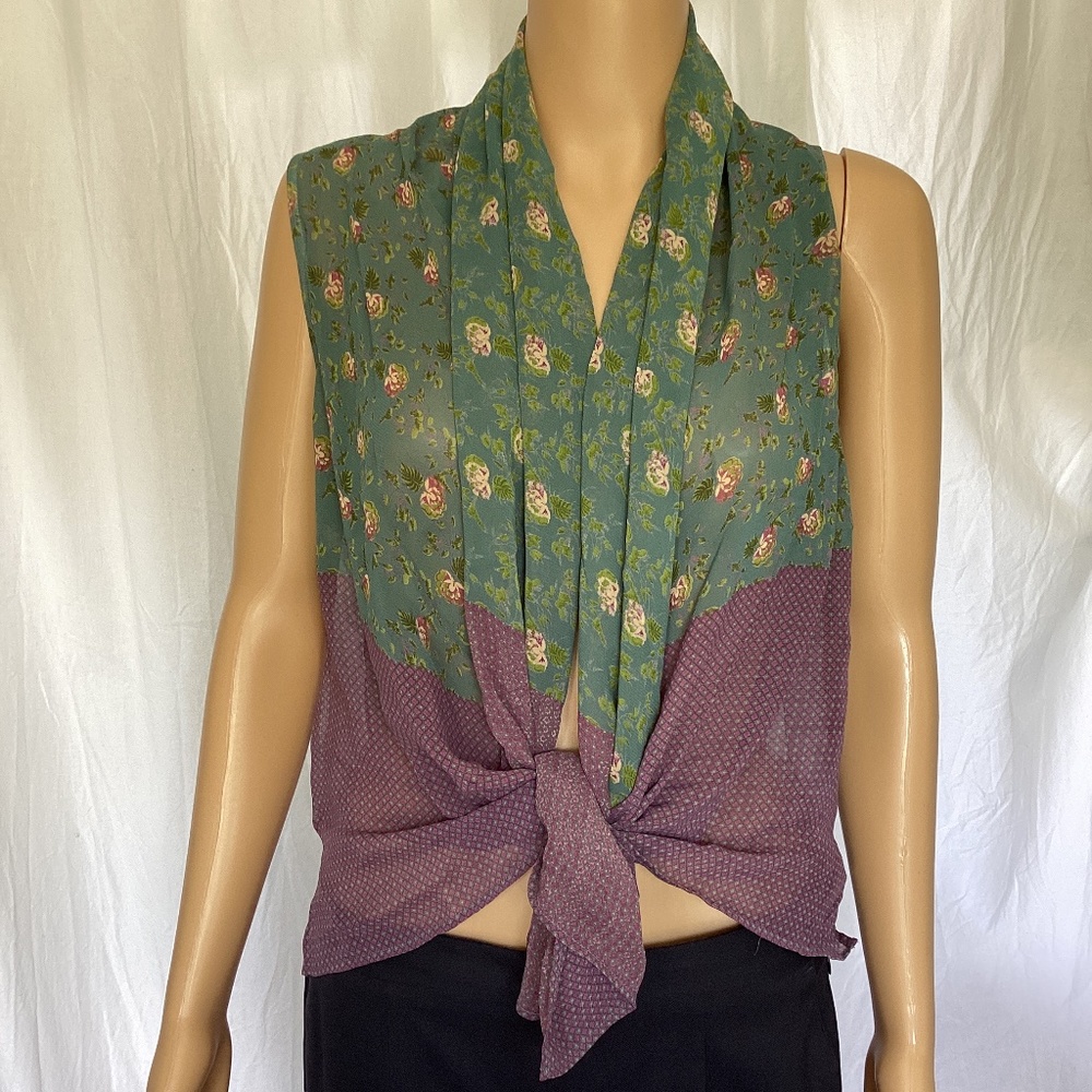 Barbara Bui Floral Tie Front Vest Waistcoat  shawl